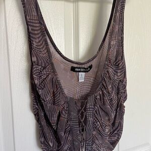 Urban Outfitters Plaid Sleeveless Top with Lace-Up Detail